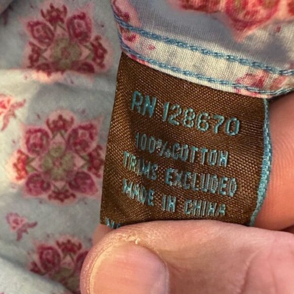 COWGIRL HARDWARE‎ Shirt Women's Blue/Pink Floral Snap Size Small - Picture 4 of 6